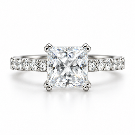 Princess-Cut Silver Ring