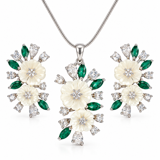 Ivory Garden Necklace & Earrings Set