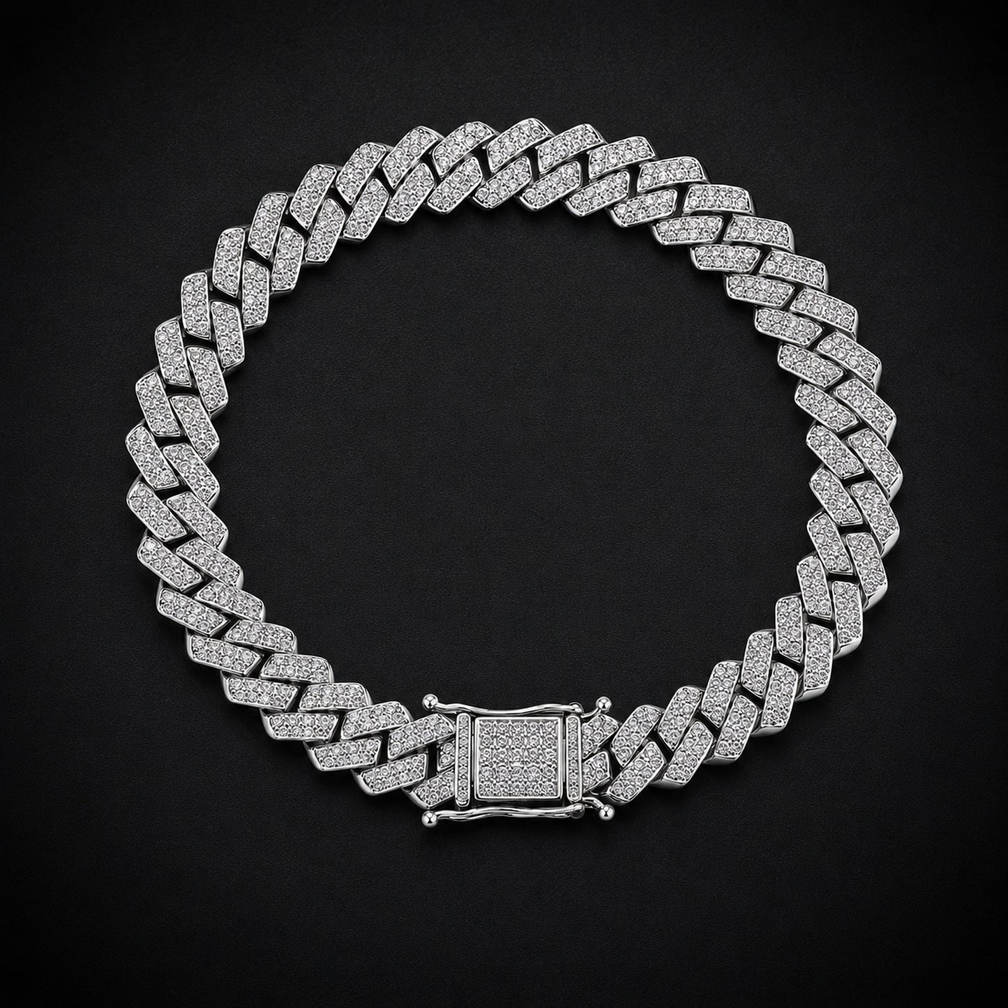 925 Sterling Silver Men’s Pavé Cuban Link Bracelet
