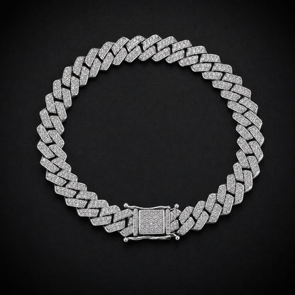 925 Sterling Silver Men’s Pavé Cuban Link Bracelet