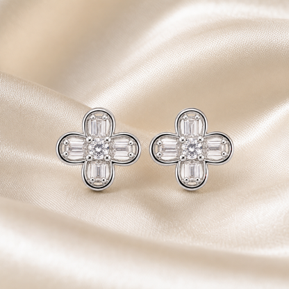 Four-Petal Floral Stud Earrings
