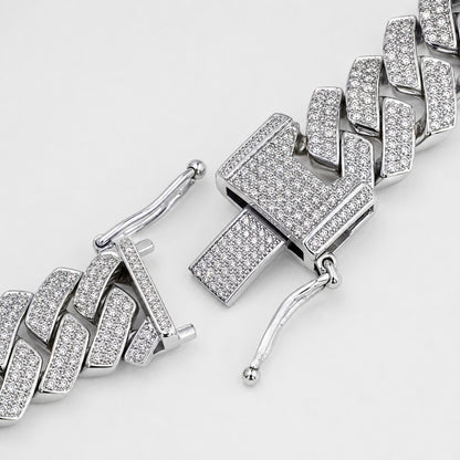 925 Sterling Silver Men’s Pavé Cuban Link Bracelet