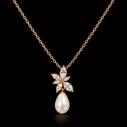 Floral Pearl Drop Necklace