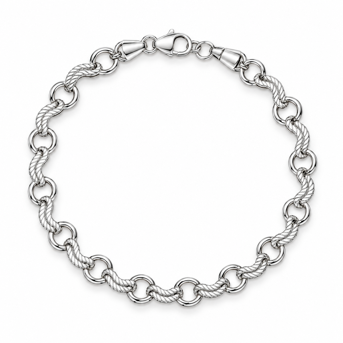 Silver Rope Link Bracelet