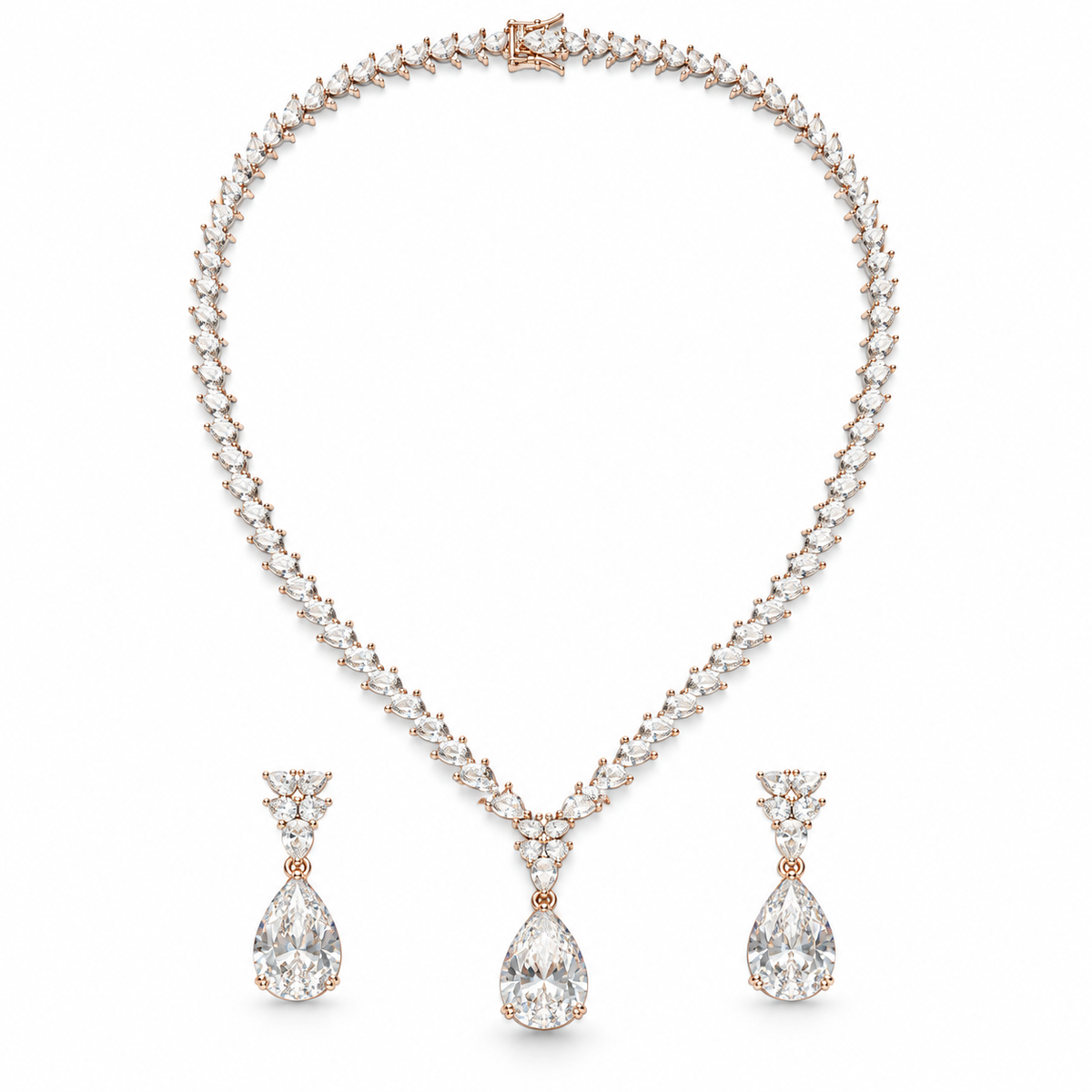 Celeste Silver Teardrop Necklace Set