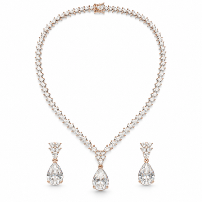 Celeste Silver Teardrop Necklace Set