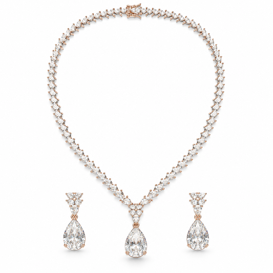 Celeste Silver Teardrop Necklace Set