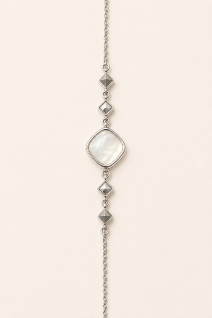 Mother-of-Pearl Geometric Sterling Silver Bracelet