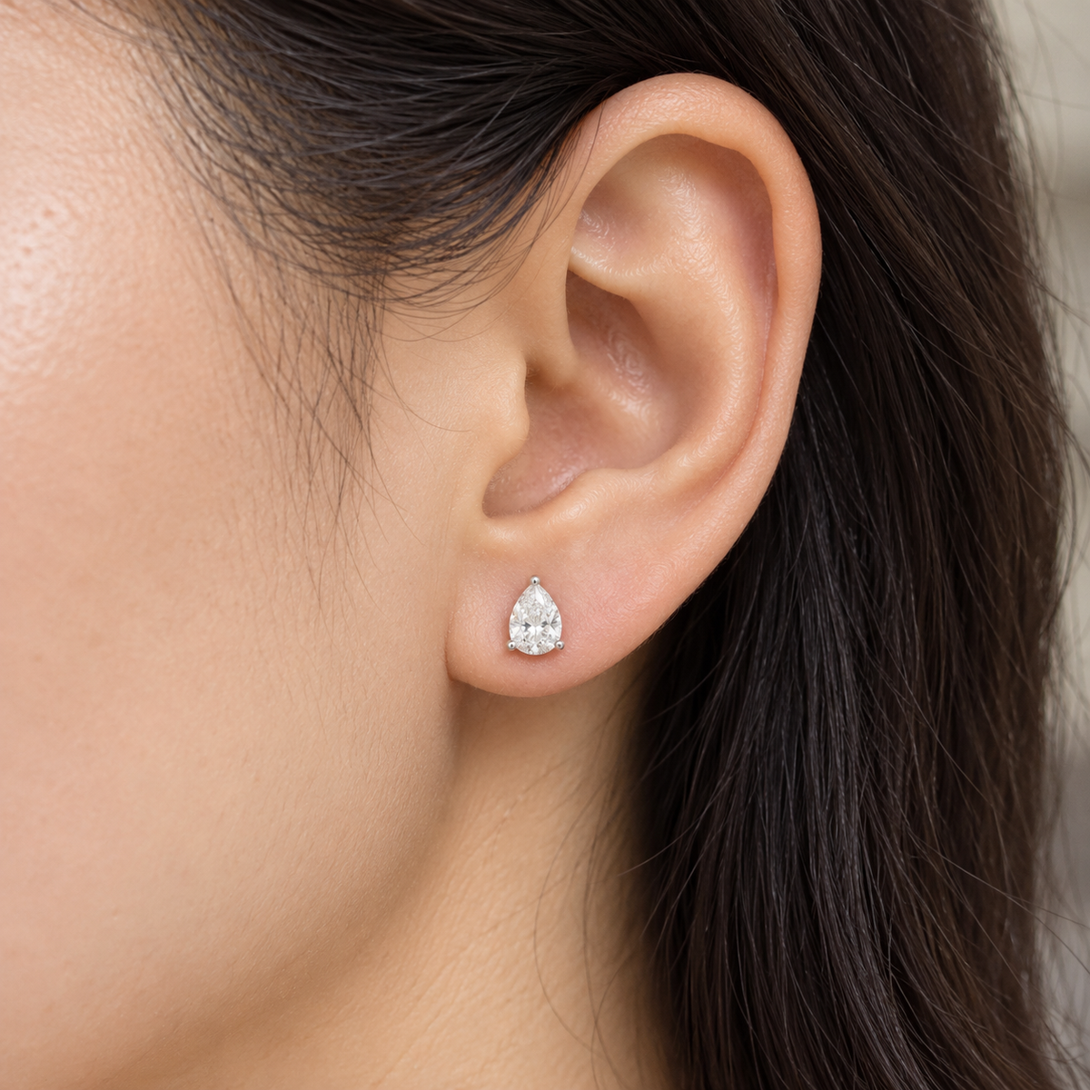 Silver Teardrop Stud Earrings