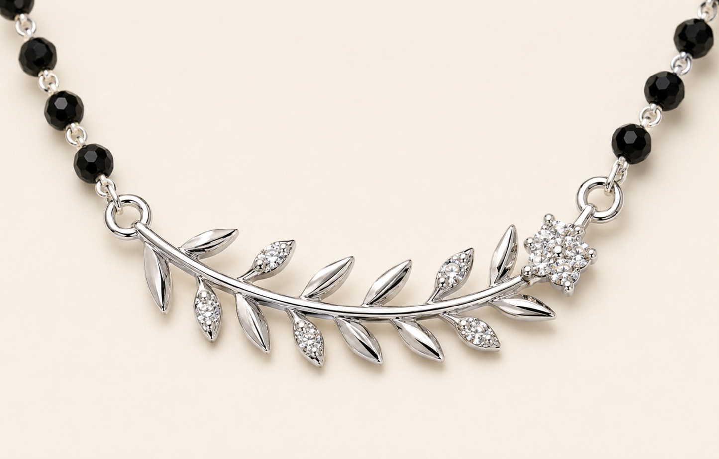 925 Sterling Silver Leaf & Floral Mangalsutra