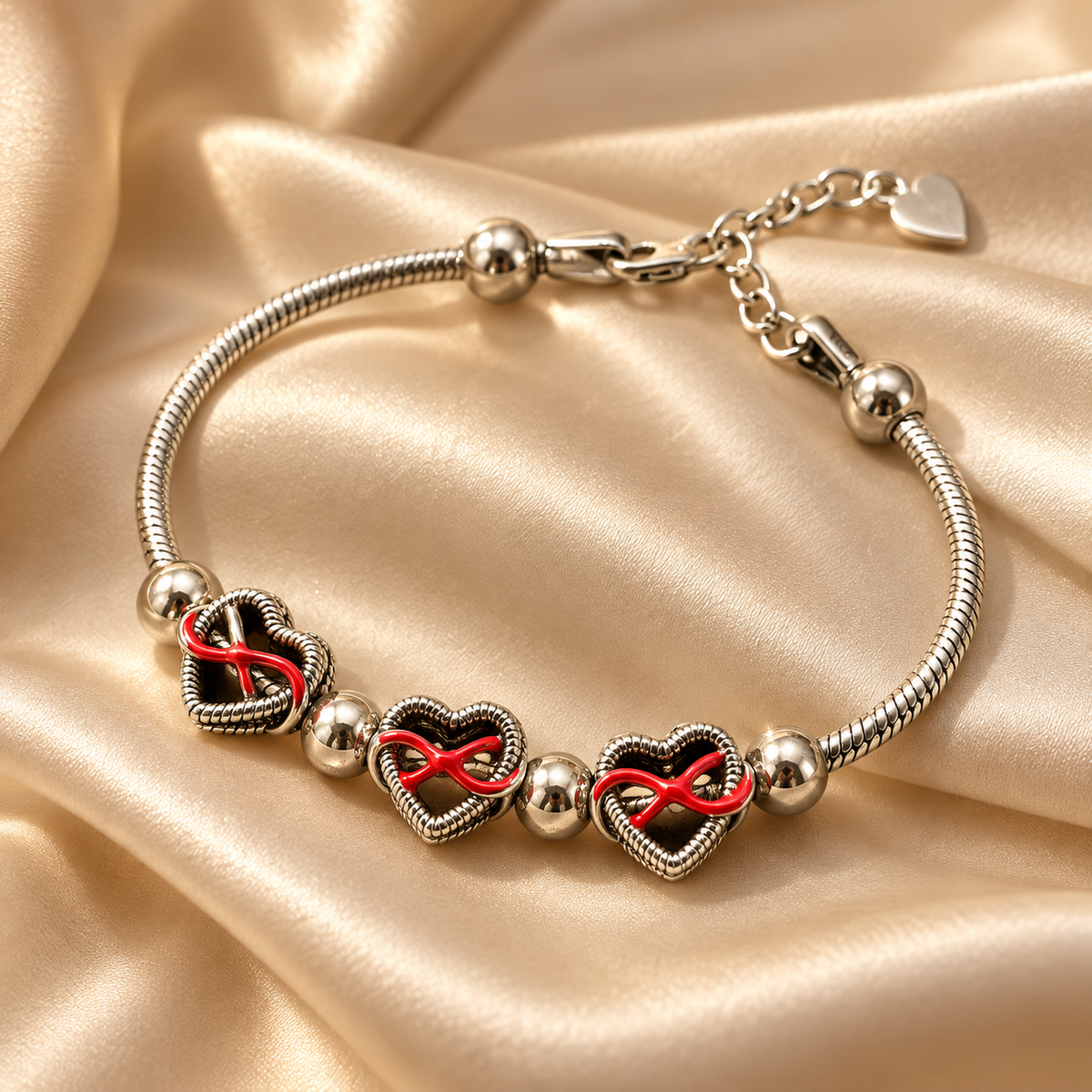 Red Infinity Heart Bracelet