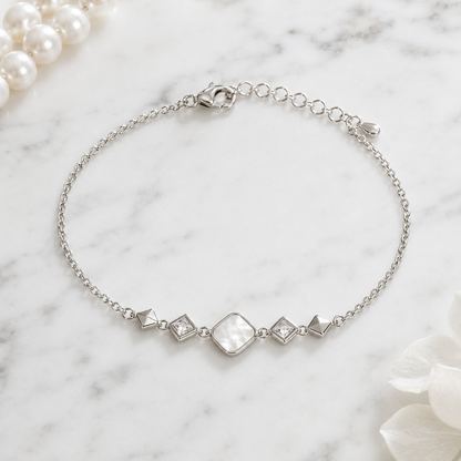 Mother-of-Pearl Geometric Sterling Silver Bracelet