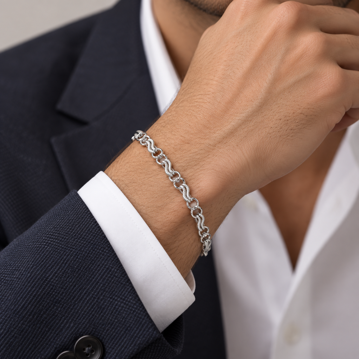 Silver Rope Link Bracelet