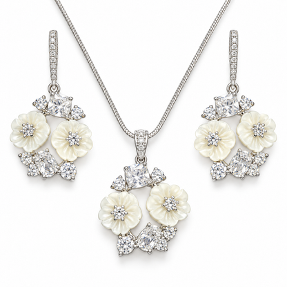 Ivory Blossom Necklace & Earrings Set