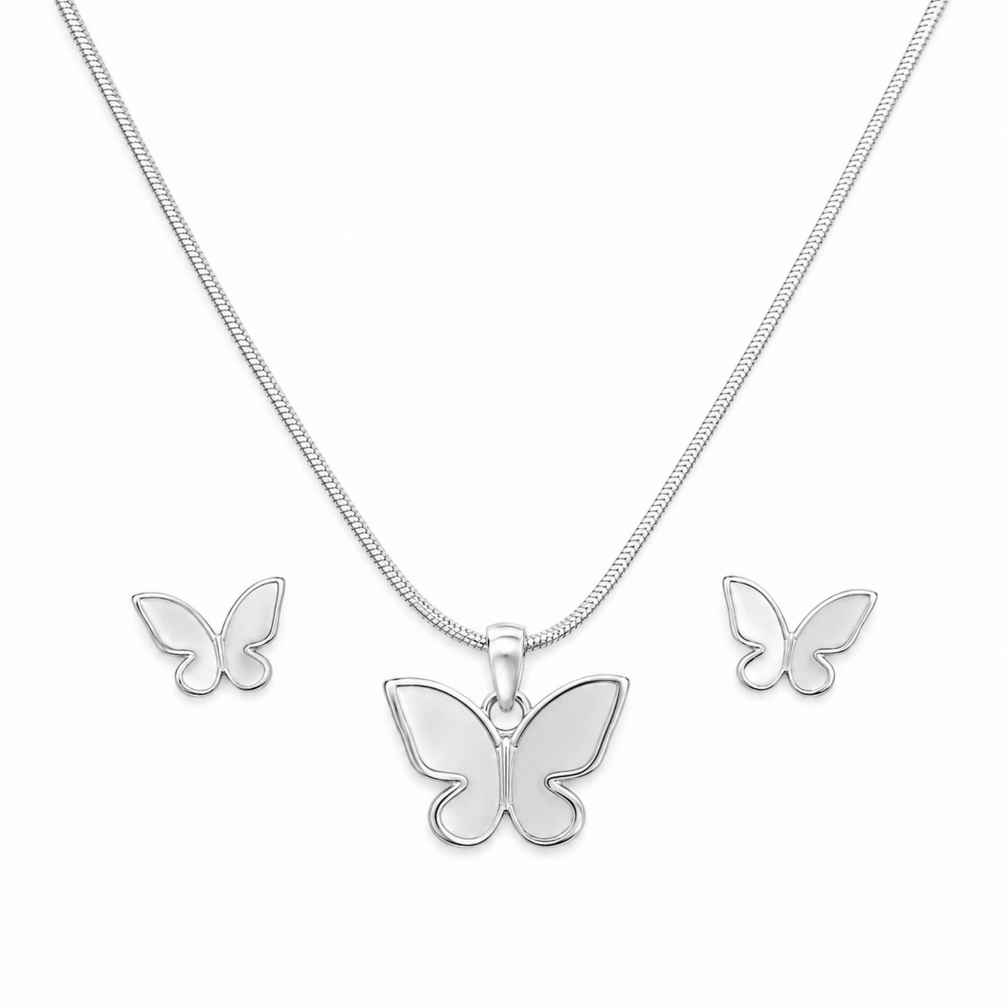 Butterfly Necklace & Stud Earring Set
