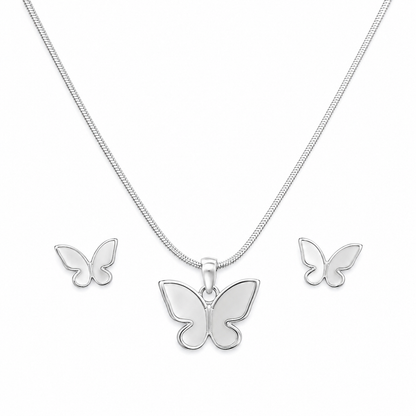 Butterfly Necklace & Stud Earring Set