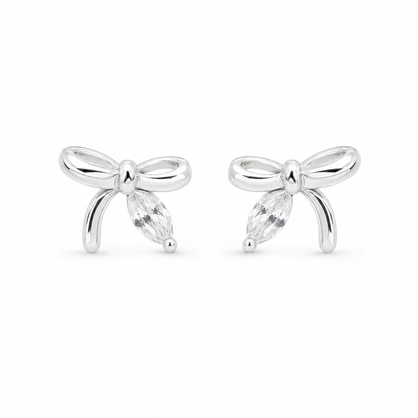 Silver Bow Stud Earrings