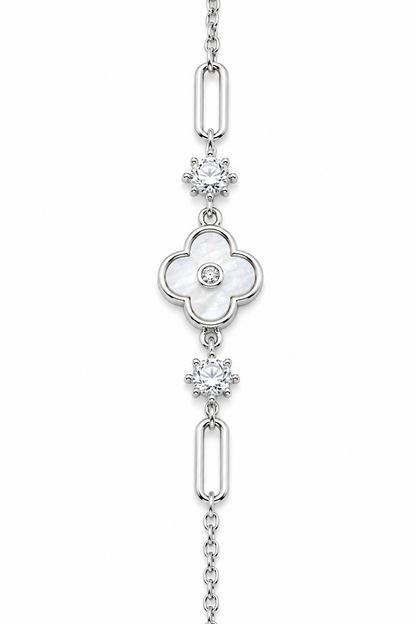 Mother-of-Pearl Clover Sterling Silver Bracelet