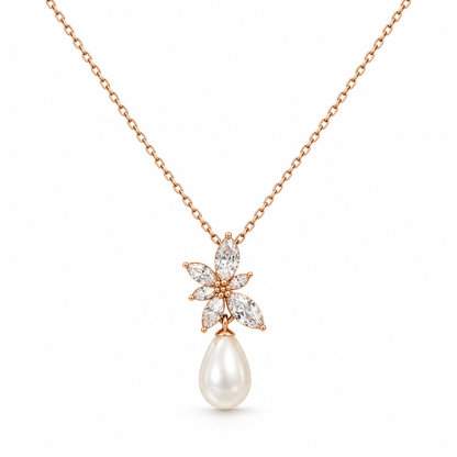 Floral Pearl Drop Necklace