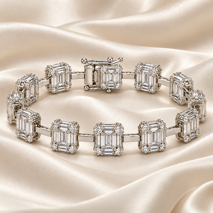 Rectangular Sparkle Silver Bracelet