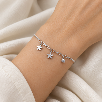 Daisy Charm Silver Bracelet