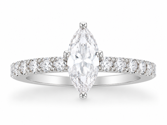 Marquise Cut Clear Stone Engagement Ring | 925 Sterling Silver | Vzyra