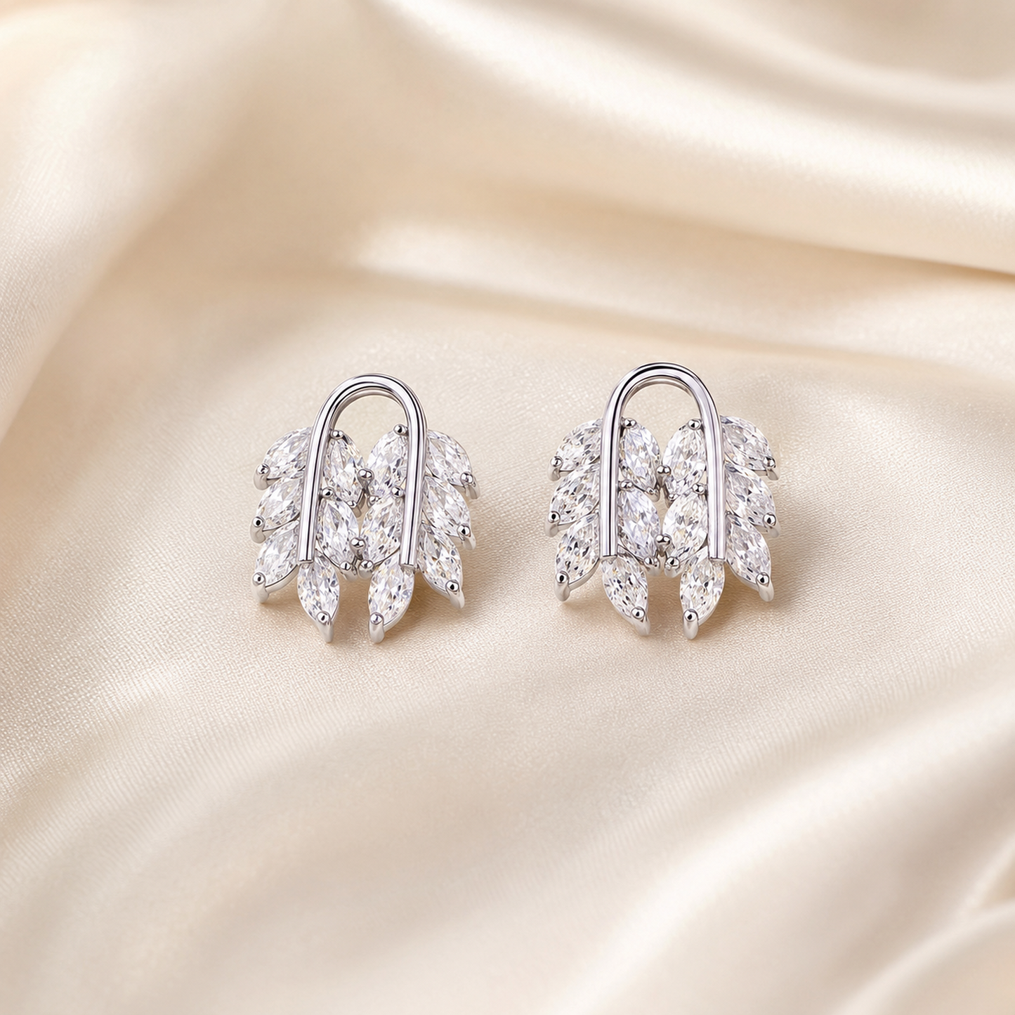 Marquise Leaf 925 Sterling Silver Stud Earrings