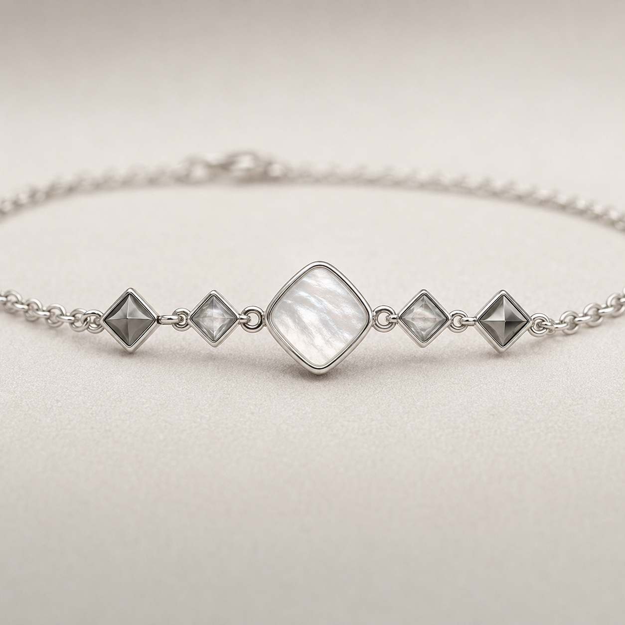Mother-of-Pearl Geometric Sterling Silver Bracelet