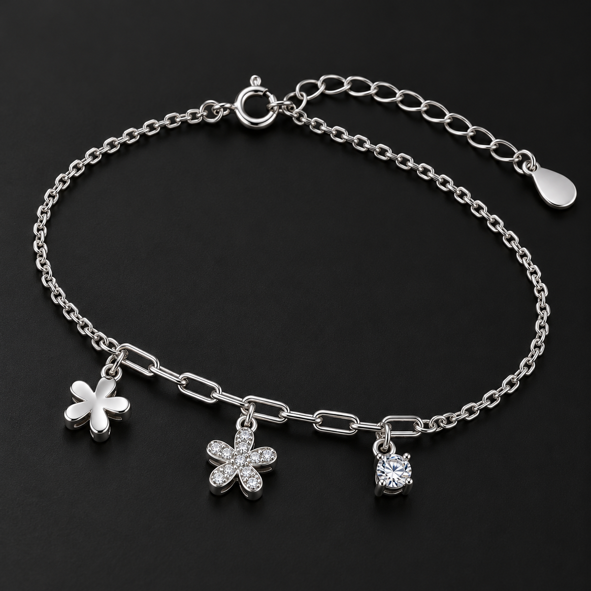 Daisy Charm Silver Bracelet