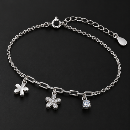 Daisy Charm Silver Bracelet