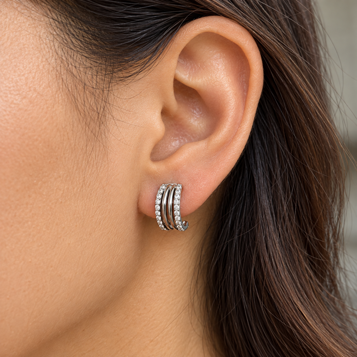 Layered Sparkle Hoop Earrings