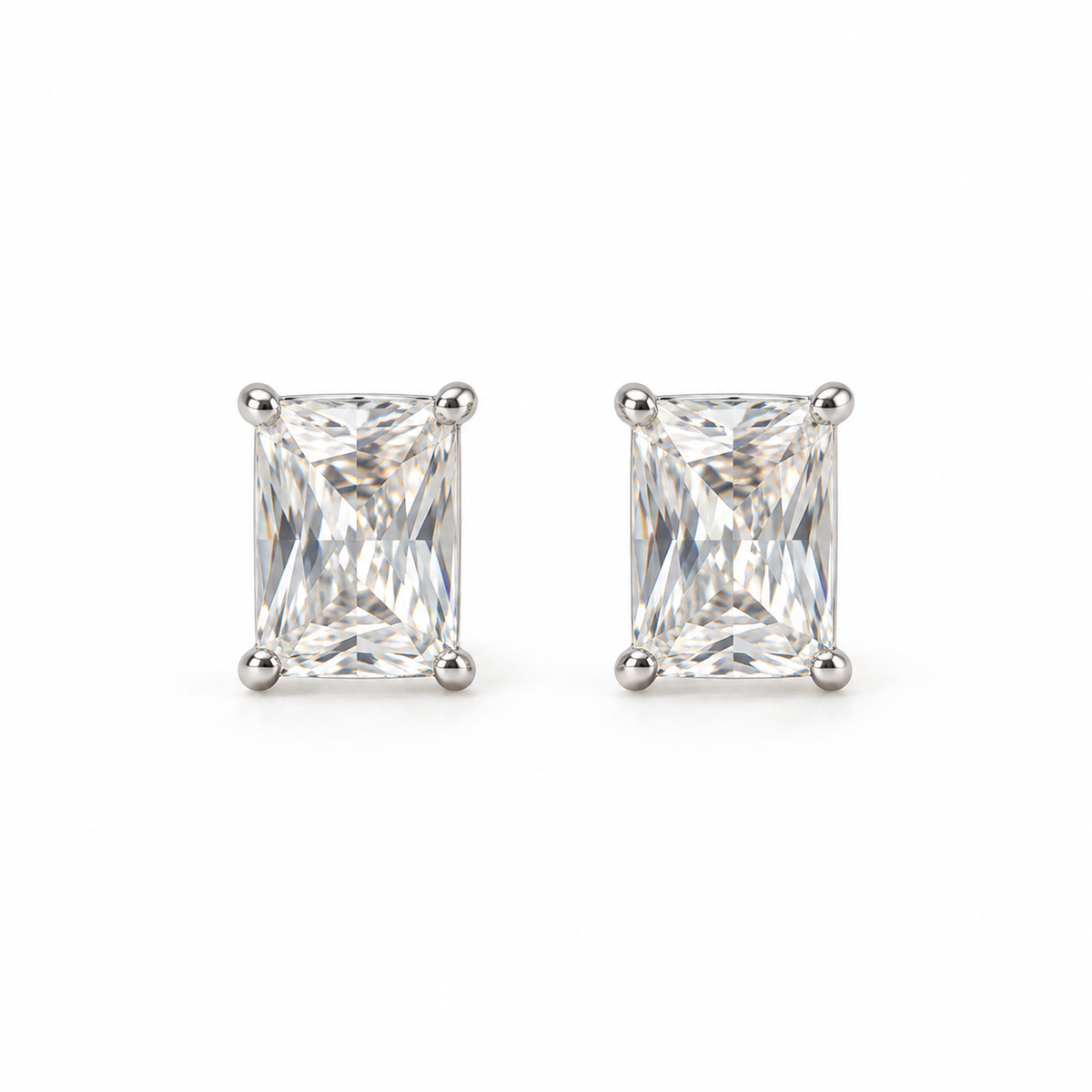 Silver Rectangular Stud Earrings