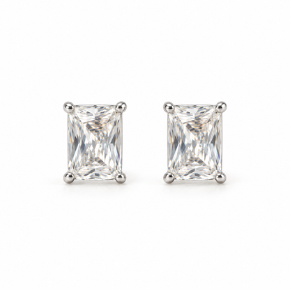Silver Rectangular Stud Earrings