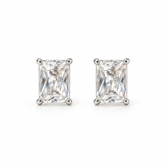 Silver Rectangular Stud Earrings