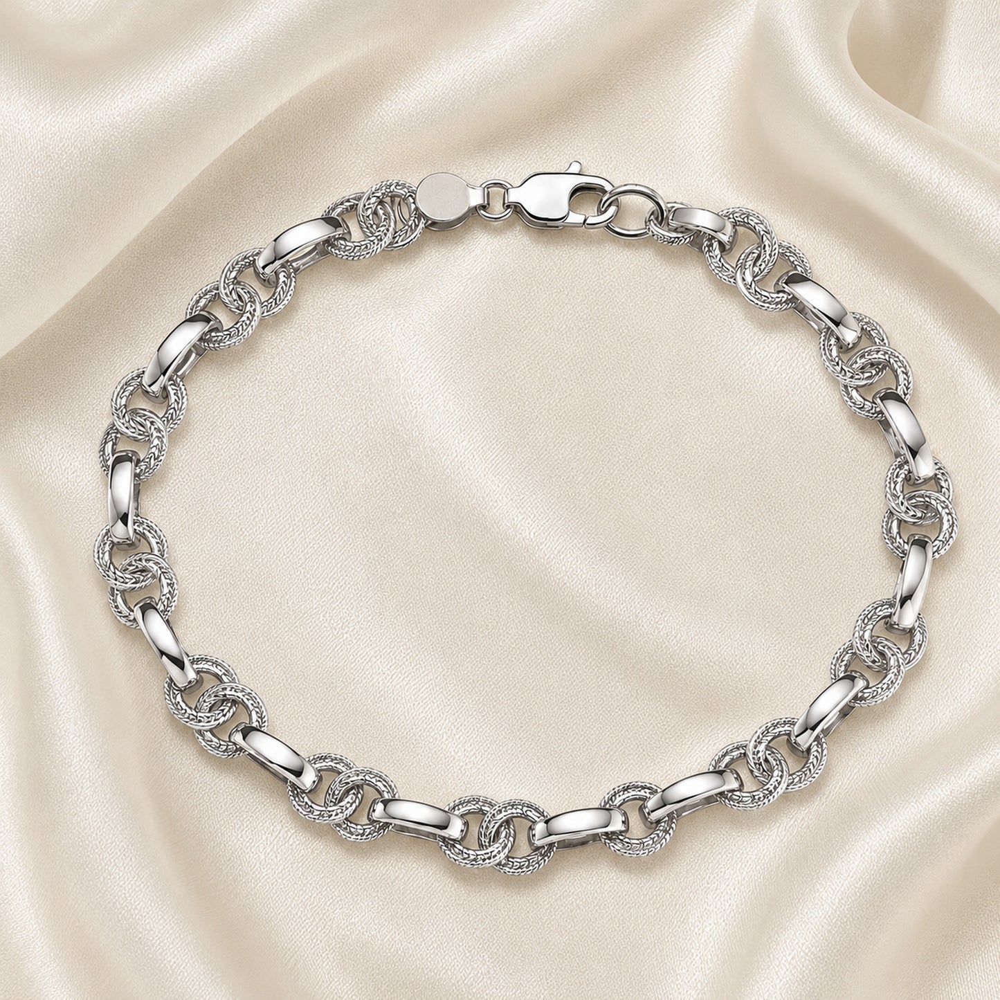 Men’s 925 Sterling Silver Textured Link Bracelet