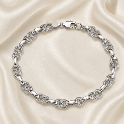 Men’s 925 Sterling Silver Textured Link Bracelet