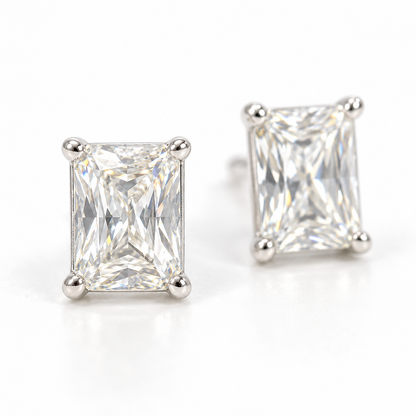 Silver Rectangular Stud Earrings
