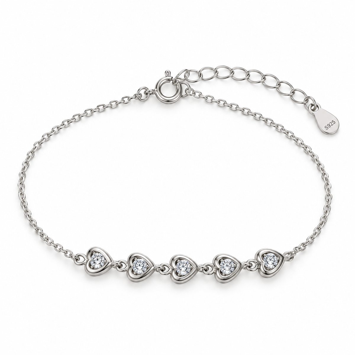 Linked Hearts Silver Bracelet