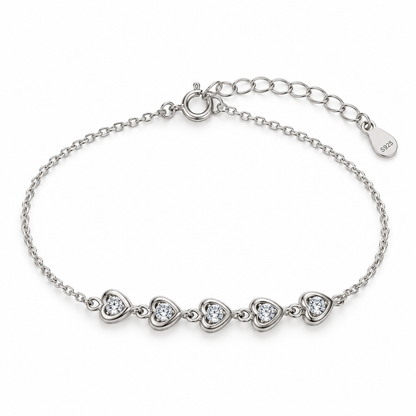 Linked Hearts Silver Bracelet