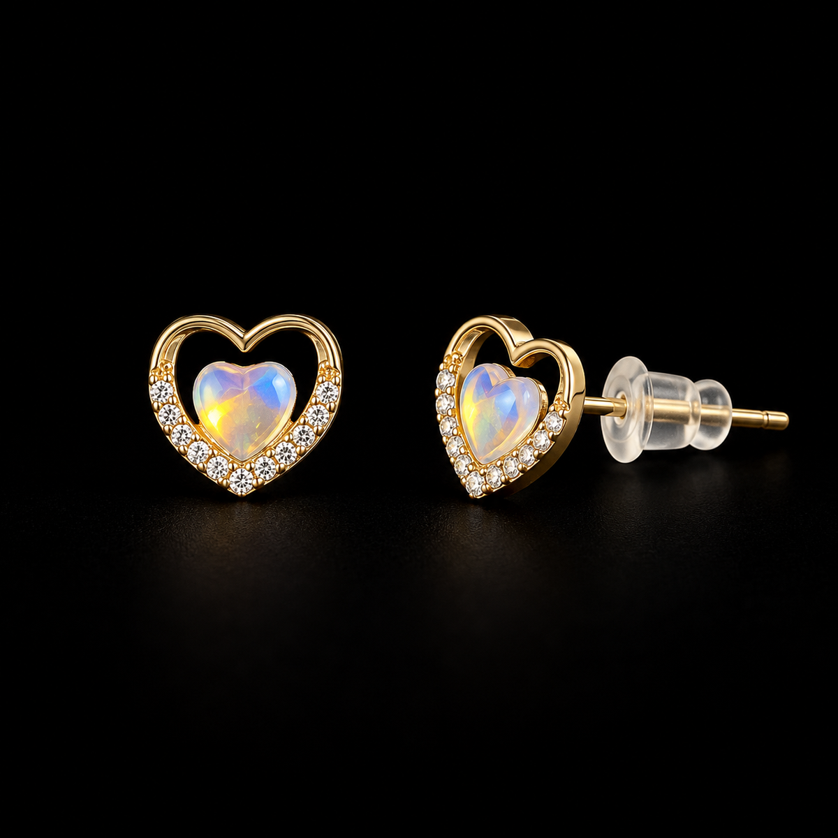 Aurora Heart Stud Earrings