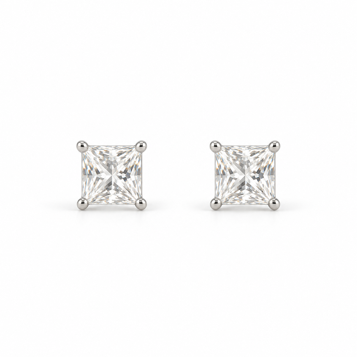 Square Solitaire Stud Earrings