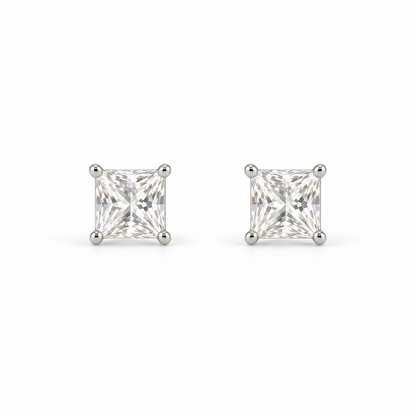 Square Solitaire Stud Earrings