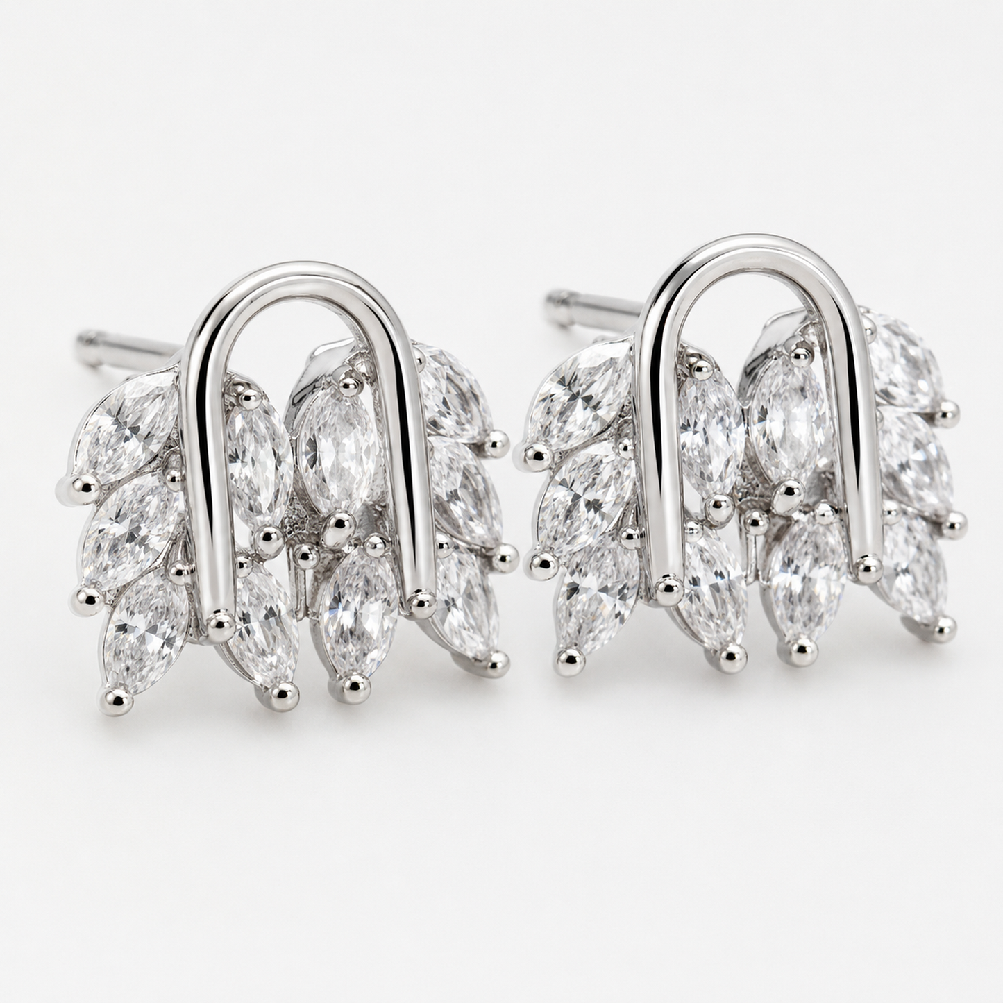 Marquise Leaf 925 Sterling Silver Stud Earrings