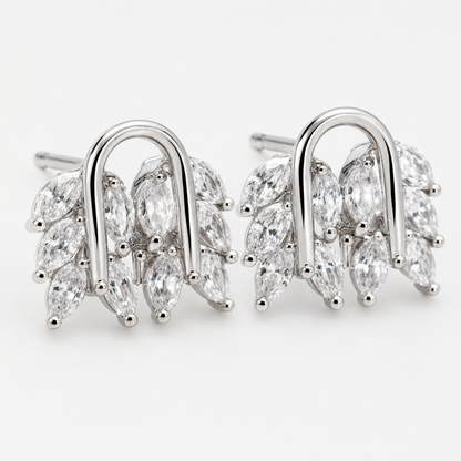 Marquise Leaf 925 Sterling Silver Stud Earrings