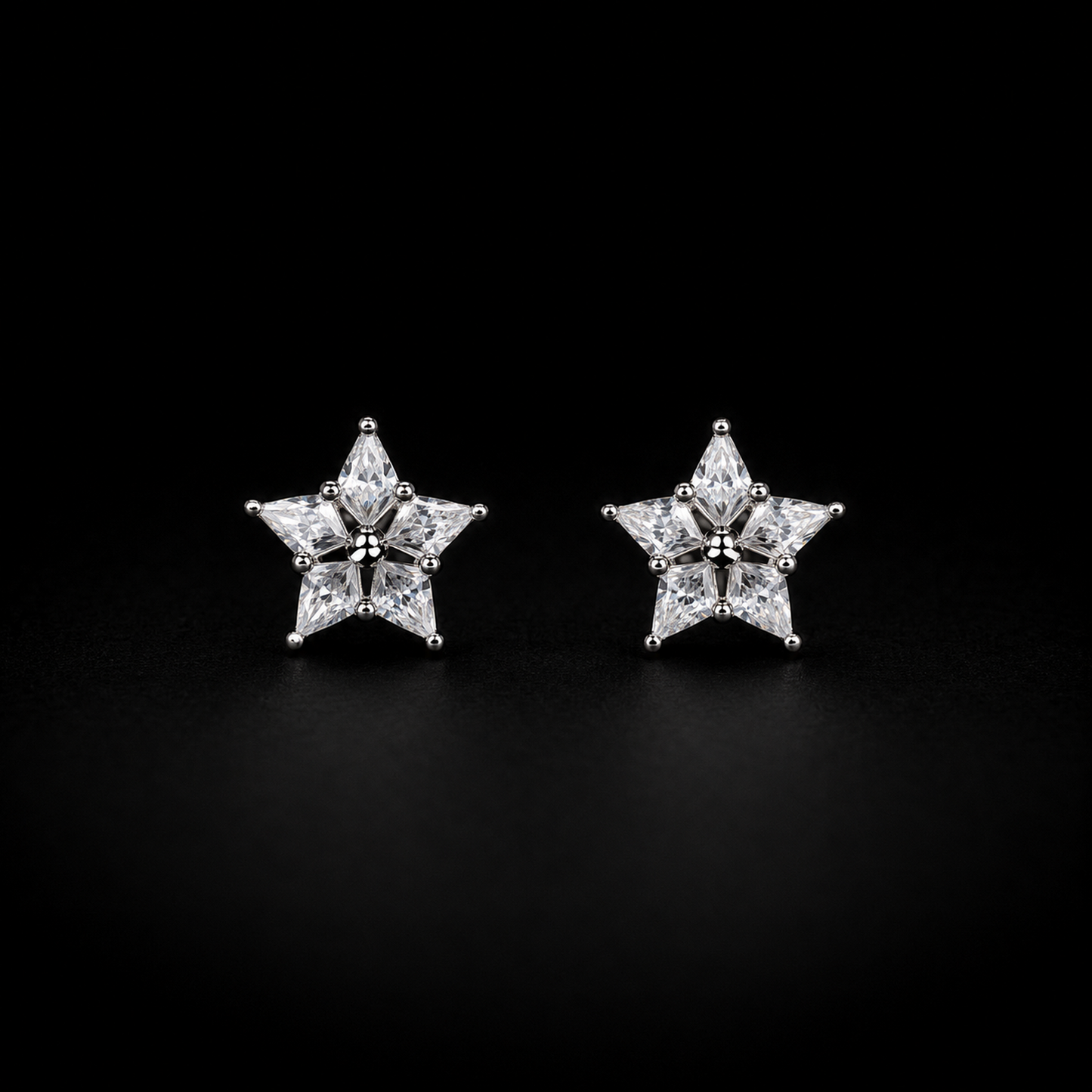 925 Silver Celestial Spark Star Stud Earrings