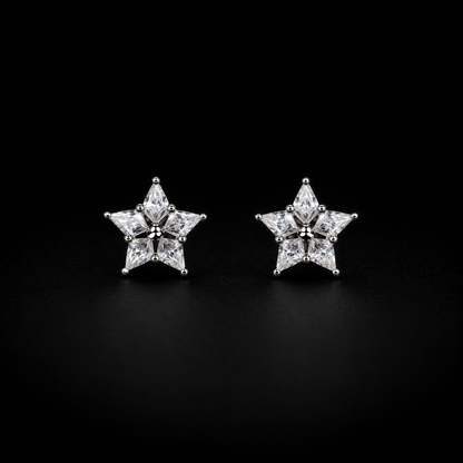 925 Silver Celestial Spark Star Stud Earrings