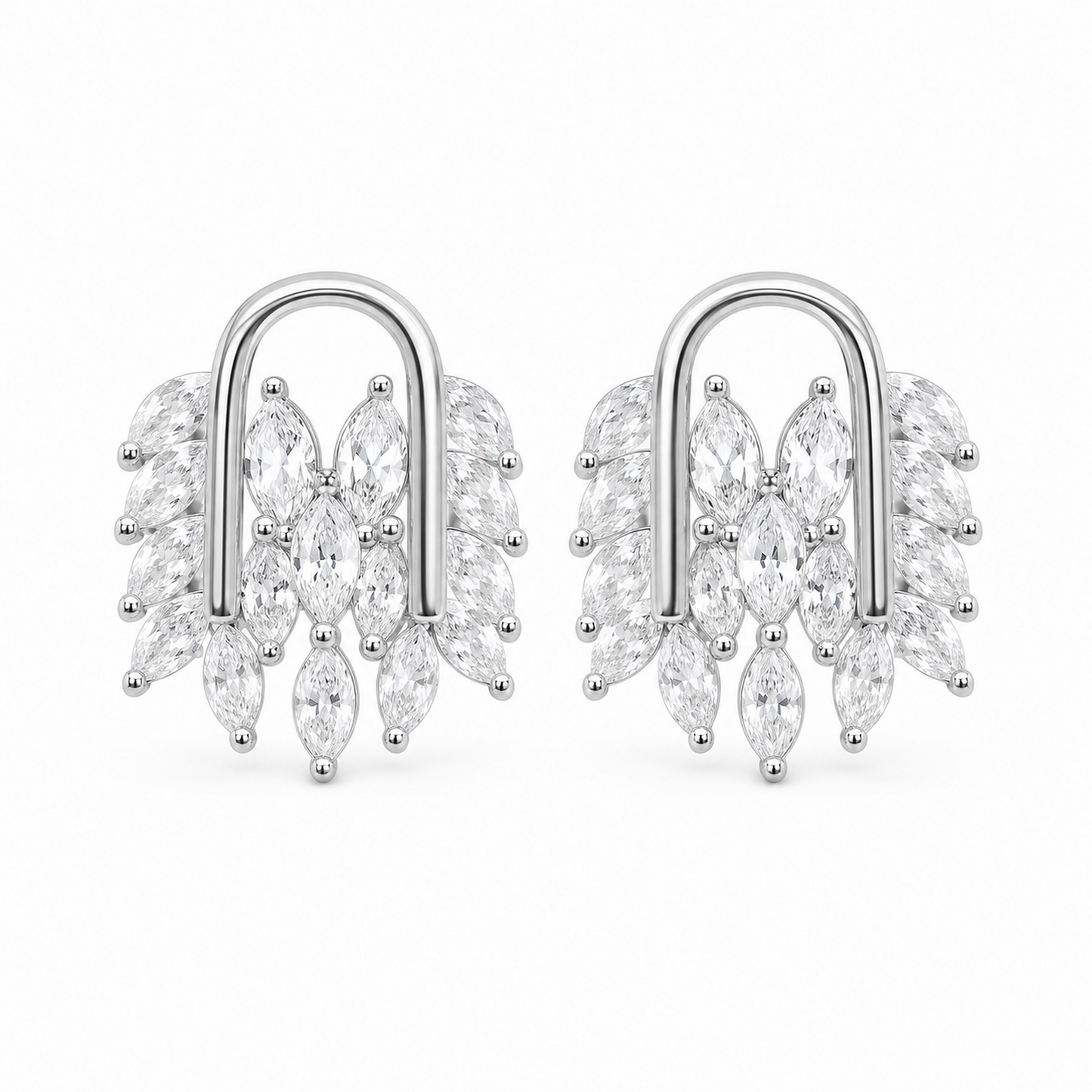 Marquise Leaf 925 Sterling Silver Stud Earrings