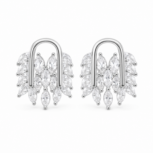 Marquise Leaf 925 Sterling Silver Stud Earrings