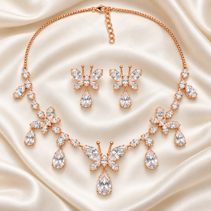 Butterfly Silver Necklace & Earring Set