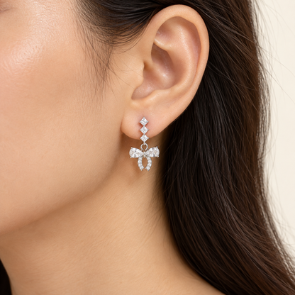 Crystal Bow Drop Earrings